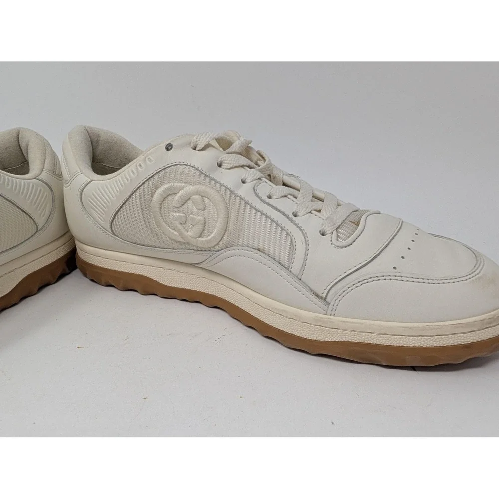 Gucci Mac80 Shoes Mens Size 10 White Leather Gum Sole Casual Ace Logo Sneakers